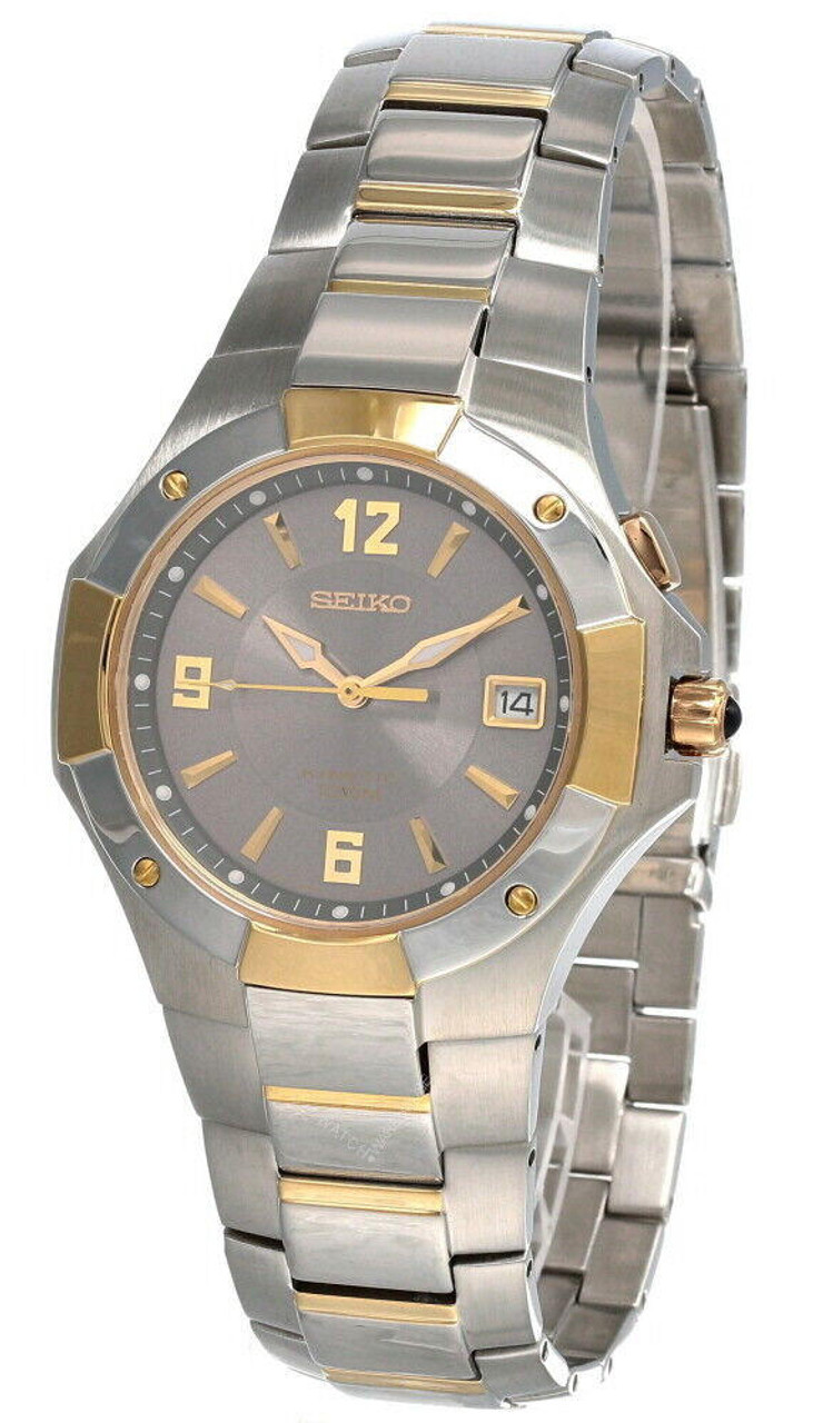 Seiko Gray Dial 37MM Two-tone SS Men's Watch SNE166 | Fast & Free