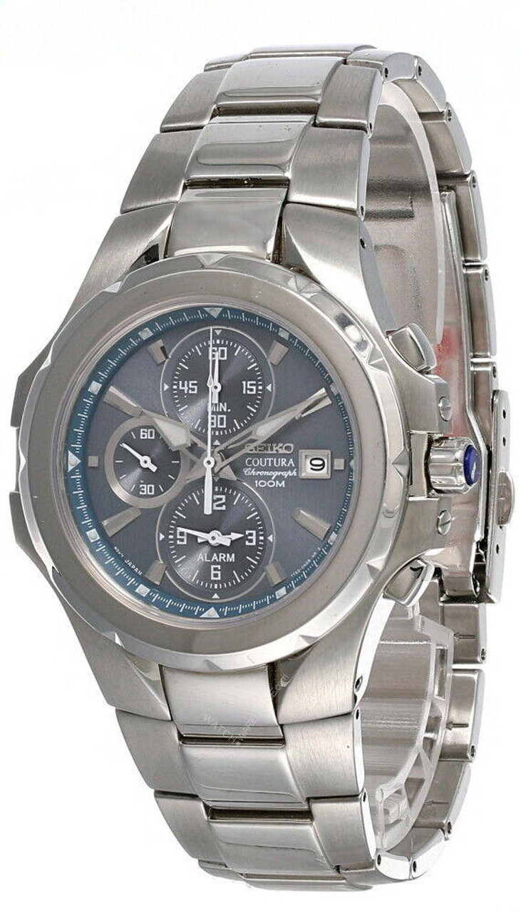 Seiko Coutura Alarm Chronograph Light Blue Dial Men's Watch SNAD51