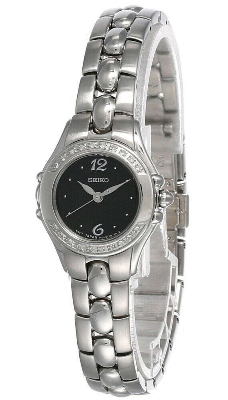 Seiko 21MM Black Dial S-Steel Bracelet Women's Watch SXGN15
