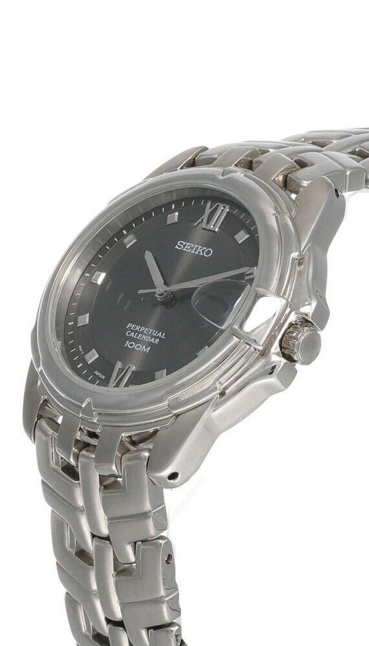 Seiko Perpetual Calendar Gray Dial S-Steel Men's Watch SLL189