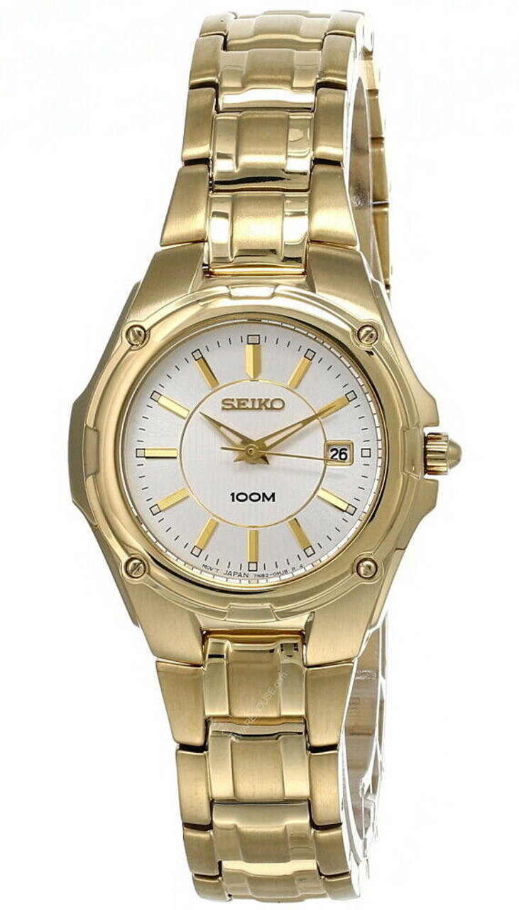 Seiko White Dial Gold tone Stainless Steel Women s Watch SXDB48