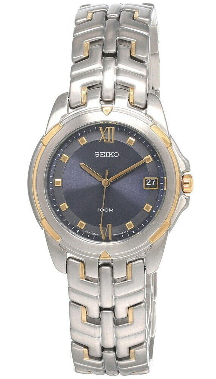 New Seiko Dark Blue Dial Two-tone S-Steel Men's Watch SGE766