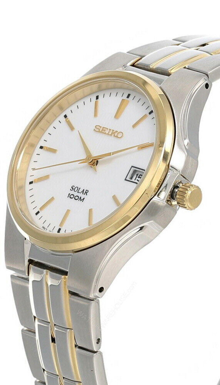 Seiko White Dial 38MM Two-tone SS Men's Watch SNE122 | Fast & Free US  Shipping | Watch Warehouse