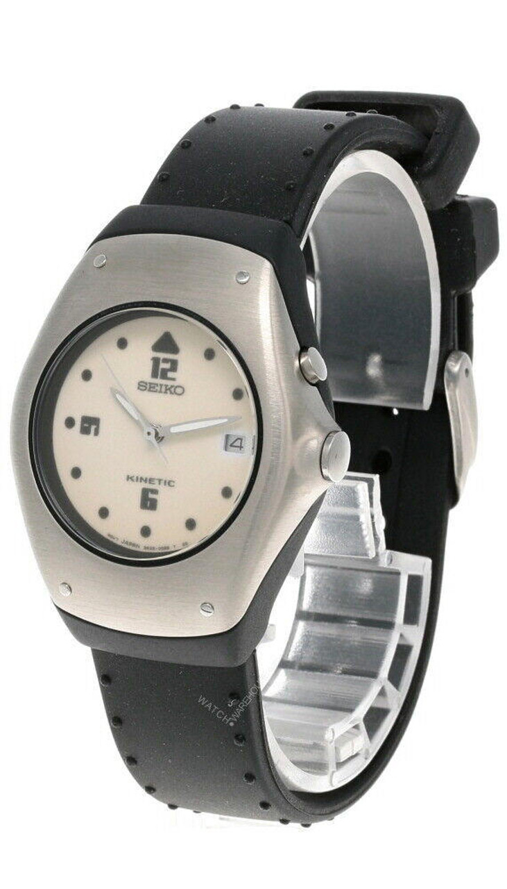 New Seiko Cream Dial Rubber Strap Unisex Watch SWP273