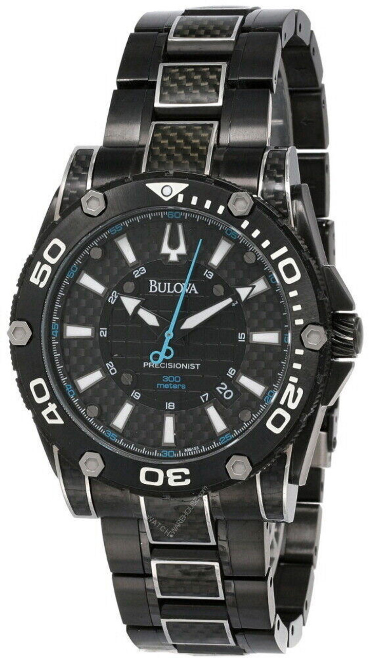 New Bulova Precisionist Champlain Black Ion-plated SS Men's Watch 