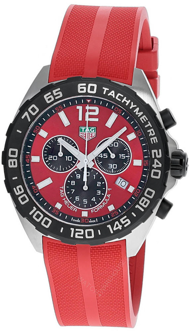 TAG HEUER Formula 1 Quartz CHRONO 43MM Red Rubber Mens Watch CAZ101AN.FT8055 Fast and Free US Shipping Watch Warehouse