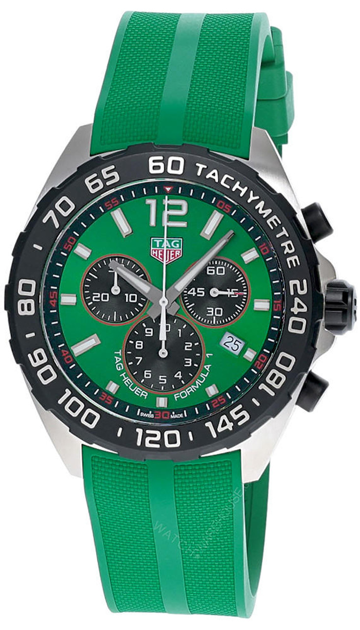 TAG HEUER Formula 1 Quartz CHRONO 43MM Green Rubber Mens Watch CAZ101AP.FT8056 Fast and Free US Shipping Watch Warehouse
