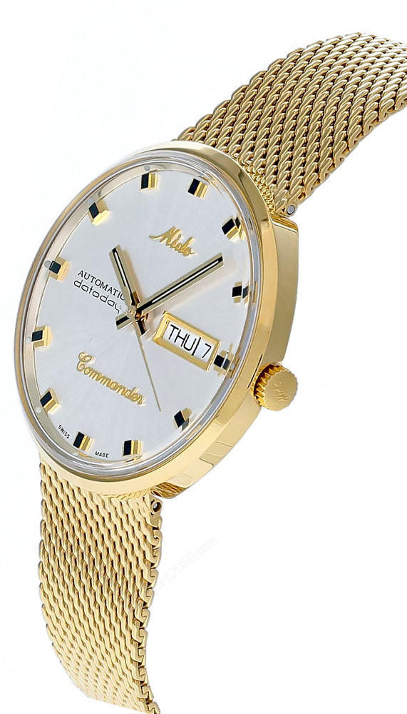 MIDO Commander 37MM SS Silver Dial Gold Mesh Men's Watch M8429