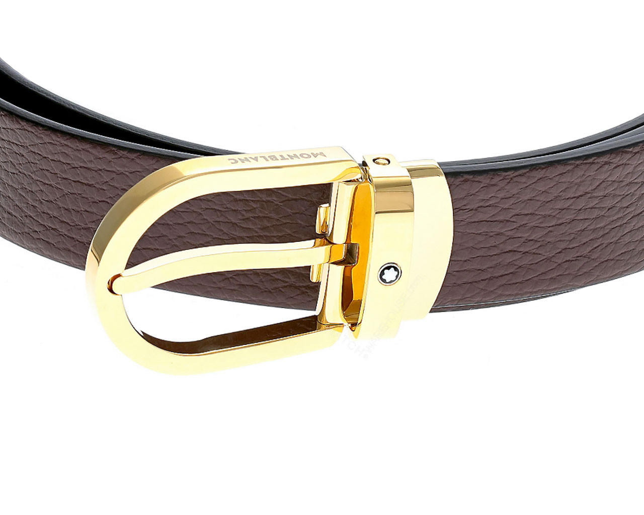 MONTBLANC Horseshoe Leather Buckle Belt Brown