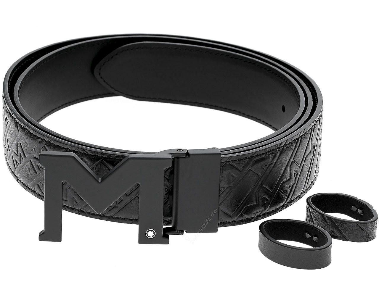 MONTBLANC M Shaped 35MM Black Reversible Leather Belt 129443