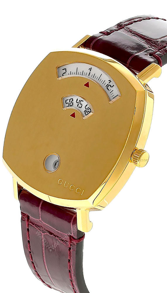 GUCCI Grip Date 35MM Quartz Brown Leather Women's Watch YA157402