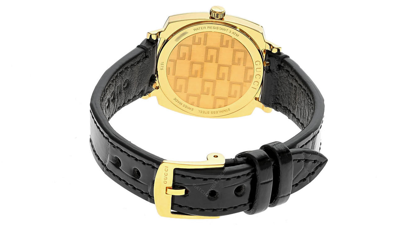 GUCCI Grip 27MM Quartz Black Leather Women