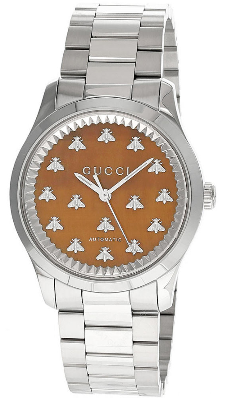 GUCCI G-Timeless 38MM AUTO S-Steel Brown Dial Unisex Watch YA1264177