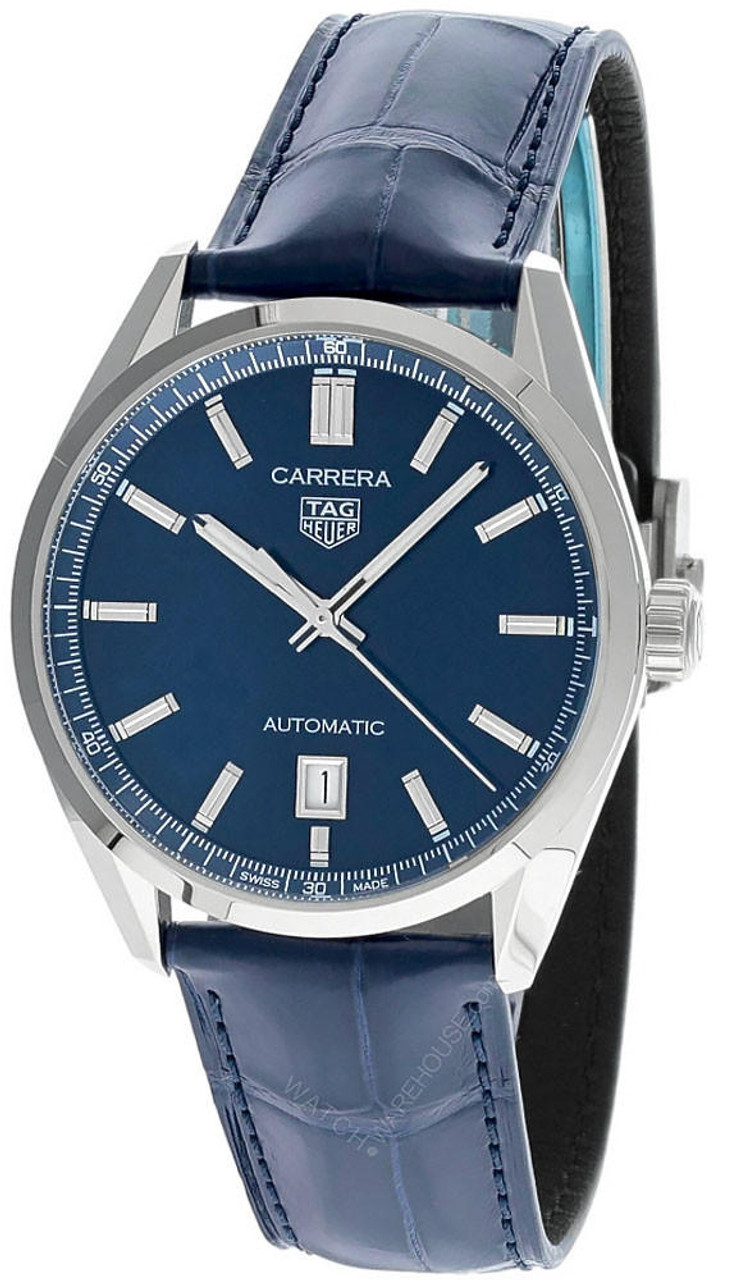 TAG HEUER Carrera Date 39MM AUTO Blue Leather Men's Watch WBN2112