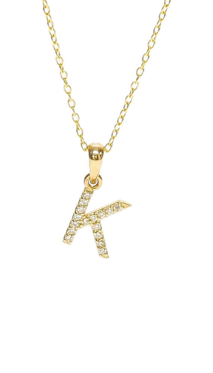 14KT Yellow Gold Initial K Station Pendant Necklace – LSJ