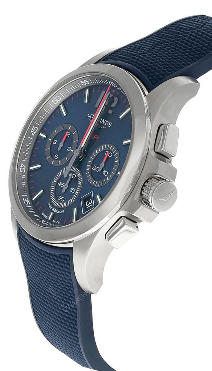 LONGINES Conquest V.H.P. CHRONO 42MM Blue Rubber Men's Watch L3.717.4.96.9