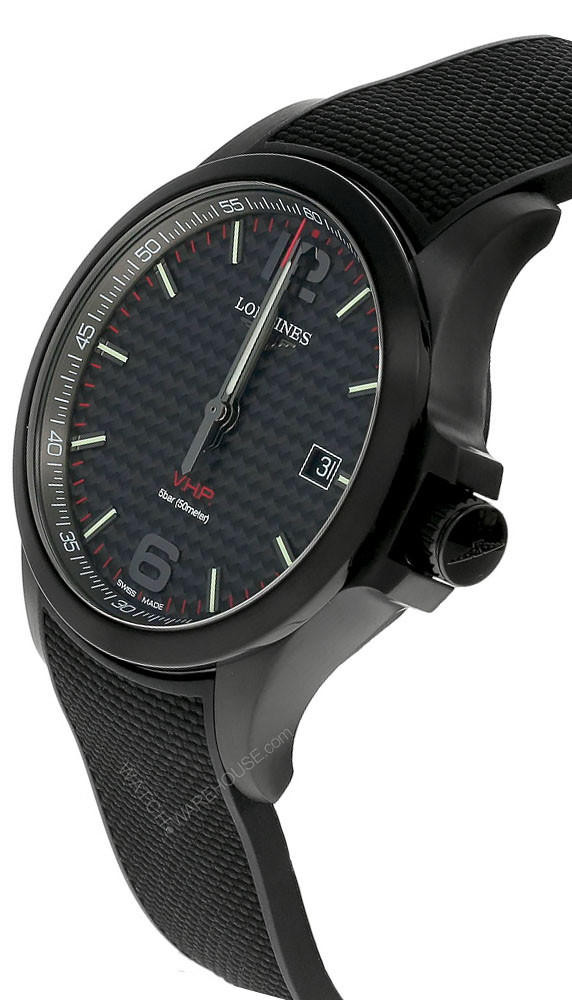 LONGINES Conquest V.H.P. 43MM Black PVD Rubber Men's Watch