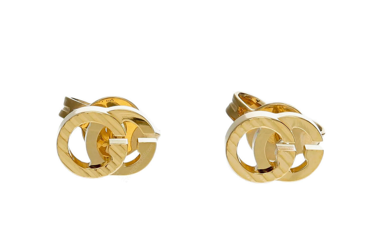 Gucci GG Running Diamonds Gold Stud Earrings | ALEXANDRIDIS