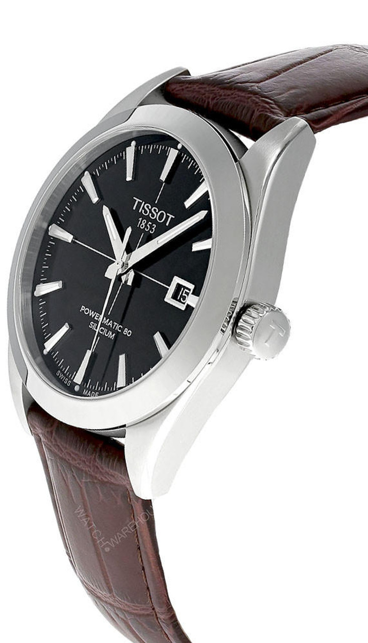 TISSOT Gentleman AUTO 40MM Black Dial Leather Men's Watch T127.407.16.051.01