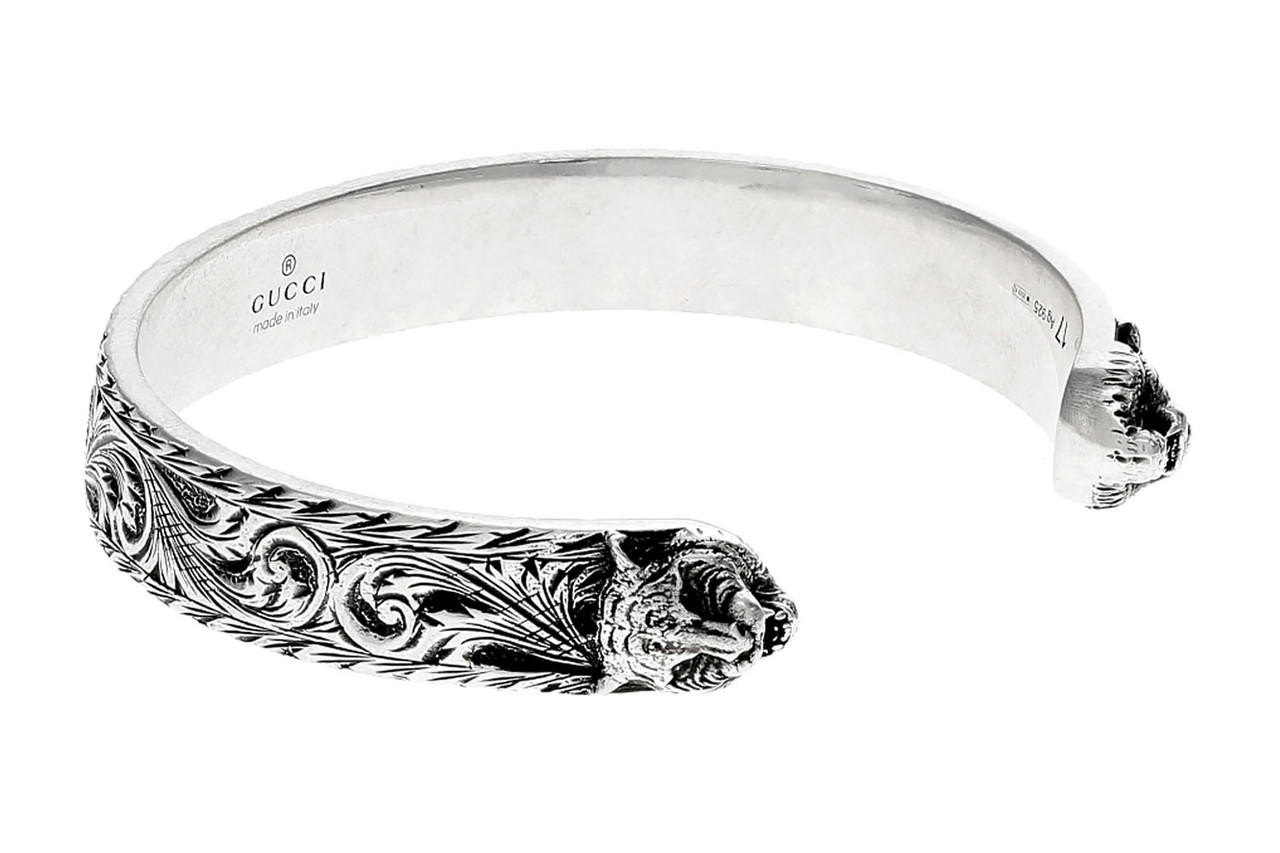 GUCCI Sterling Silver Feline Head Cuff Bracelet YBA4335750010