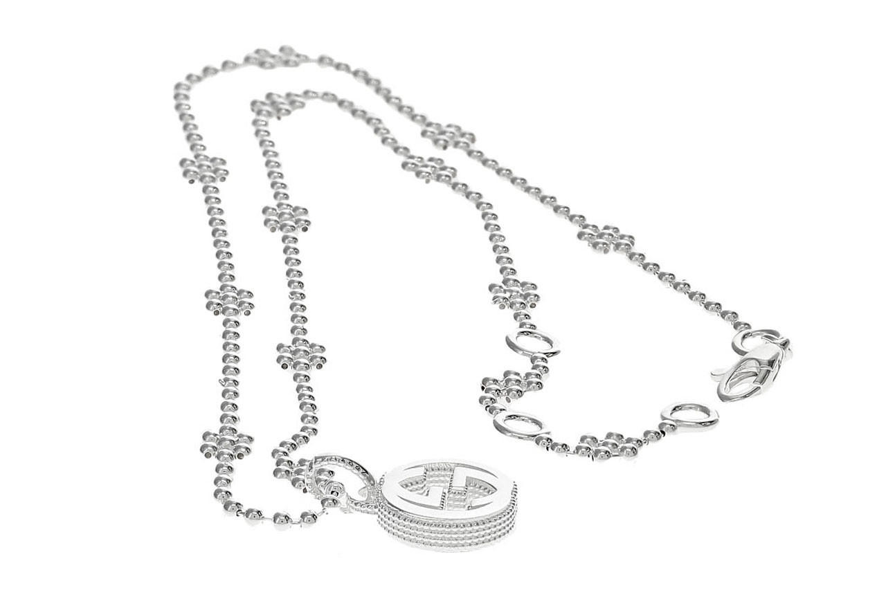 GUCCI Sterling Silver Interlocking G Pendant Necklace 