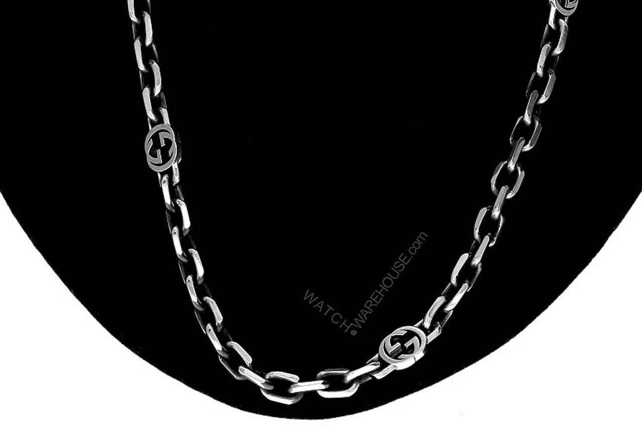 GUCCI 6 Interlocking GG Stations Silver Necklace YBB61694100100U