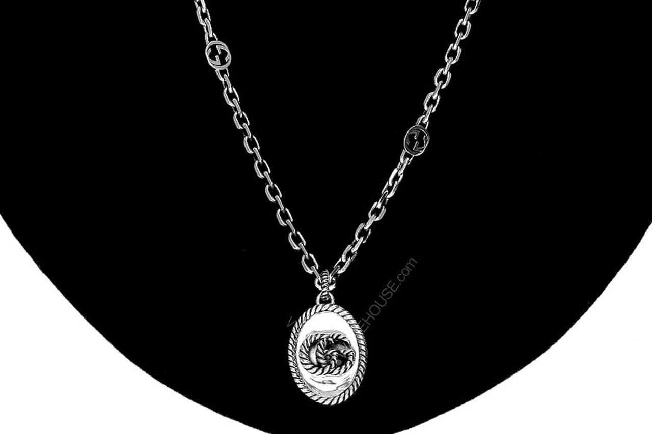 GUCCI Sterling Silver GG Marmont Pendant Necklace YBB63254000100U