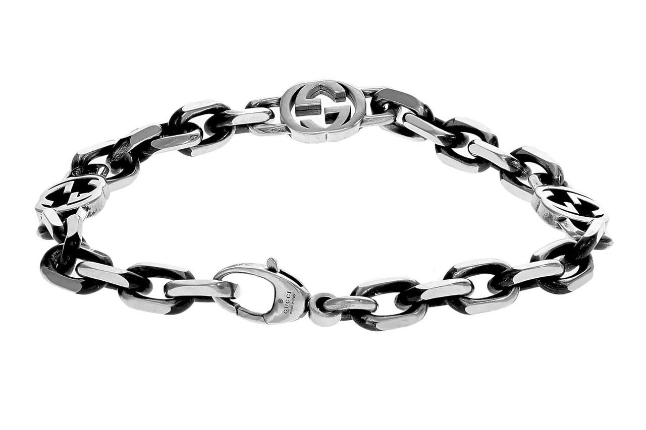 GUCCI Sterling Silver Interlocking GG Bracelet YBA6207980010