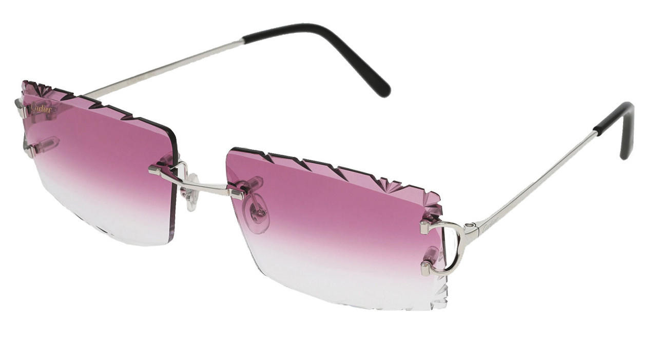 CARTIER C Decor Custom Pink Lens Unisex Sunglasses