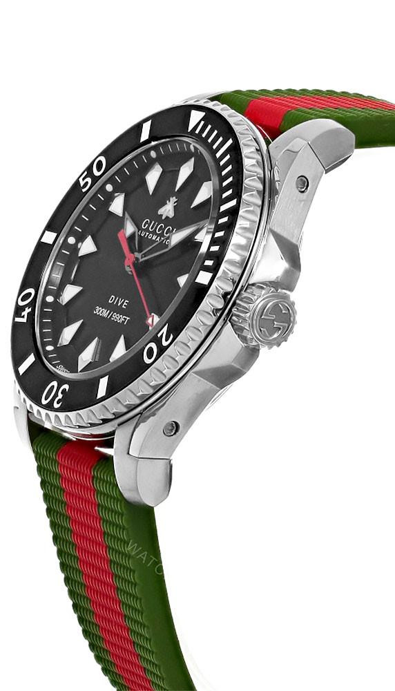 GUCCI Dive Automatic SS 40MM Black Dial Rubber Men's Watch