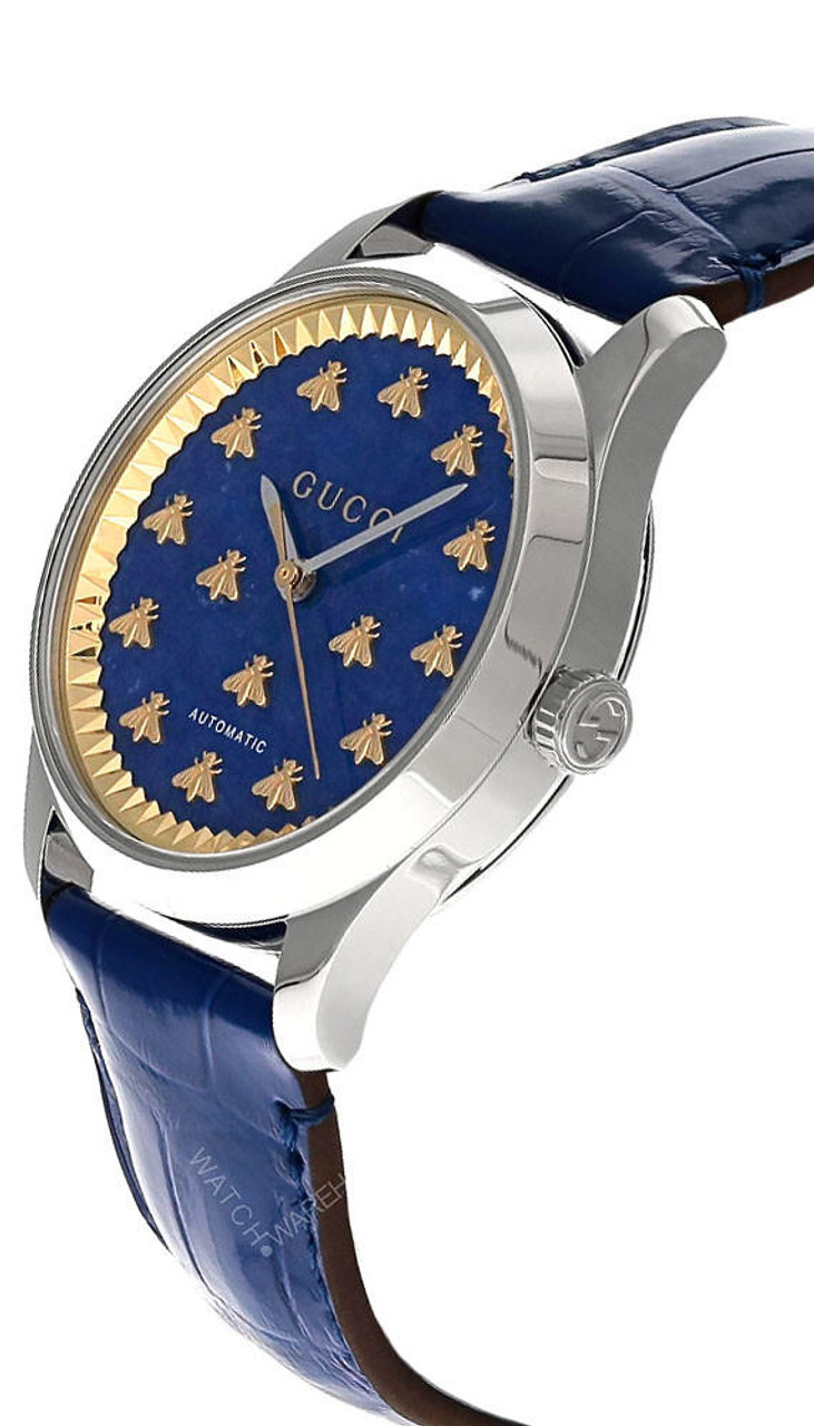 GUCCI G-Timeless 38MM AUTO Blue Dial Leather Unisex Watch