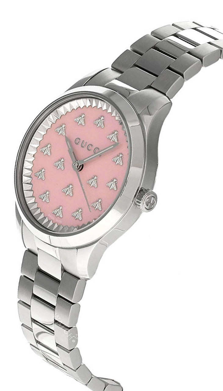 ★大人気★GUCCI G-Timeless Quartz Pink Dial Ladies Watch Gucci G Timeless Quartz Pink Dial Two Tone Steel Strap Watch