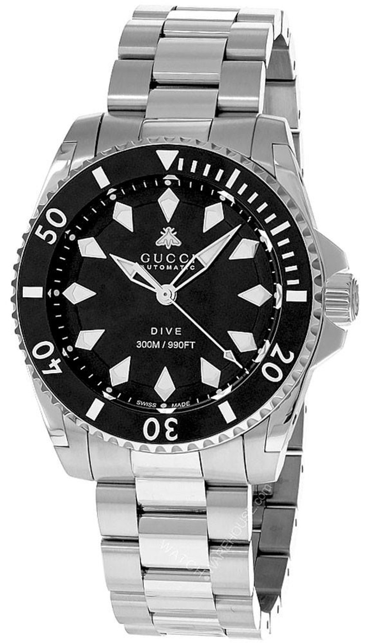 GUCCI Dive 40MM Automatic S-Steel Black Dial Men's Watch YA136353