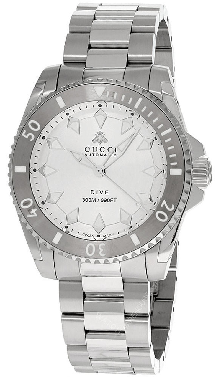 GUCCI Dive 40MM Automatic S-Steel Silver Dial Men's Watch YA136354