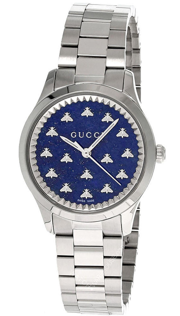 GUCCI G-Timeless Quartz 32MM SS Blue Lapis Stone Dial Unisex Watch