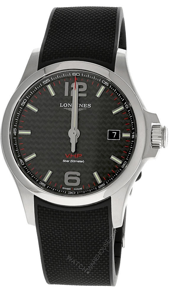 LONGINES Conquest Quartz 43MM Black Rubber Men's Watch L3.726.4