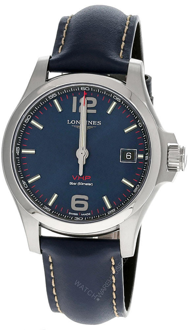 LONGINES Conquest V.H.P 41MM Blue Leather Men's Watch L3.716.4