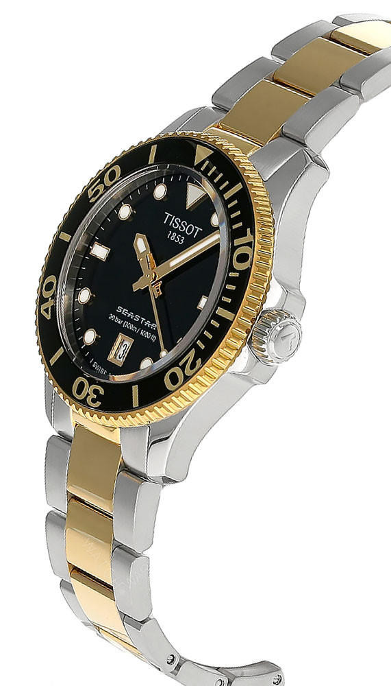 TISSOT Seastar 1000 36MM SS Black Dial Two-Tone Women's Watch T120