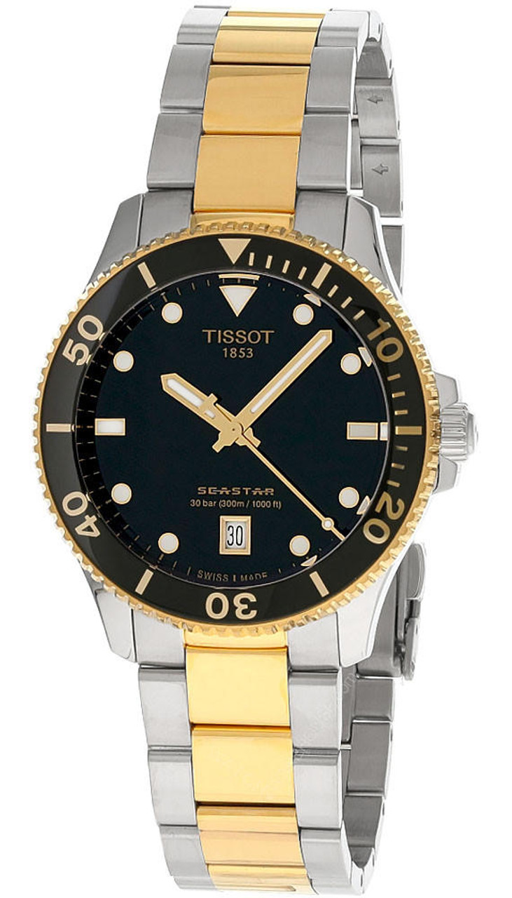 TISSOT Seastar 1000 40MM SS Black Dial Two-Tone Men's Watch  T120.410.22.051.00 | Fast u0026 Free US Shipping | Watch Warehouse