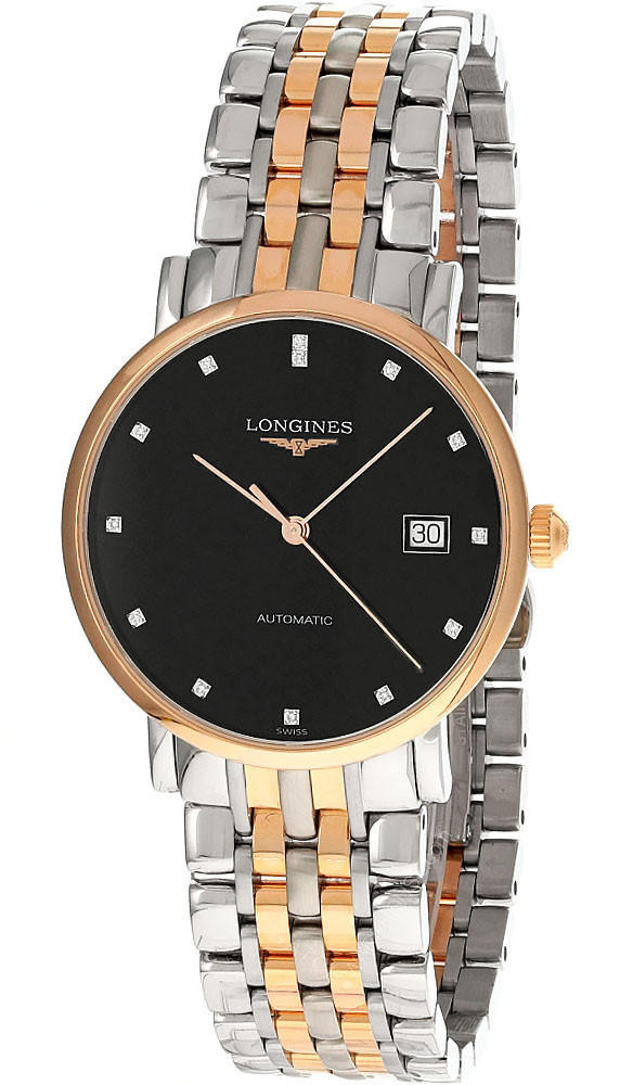 LONGINES Elegant Automatic SS 37MM Black Dial Two-Tone Unisex Watch L4.810.5.57.7 / L48105577