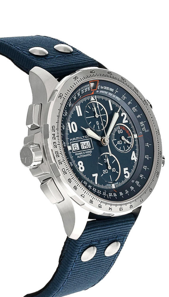 HAMILTON Khaki Aviation X-Wind Lefty CHRONO 45MM Blue Dial Men's
