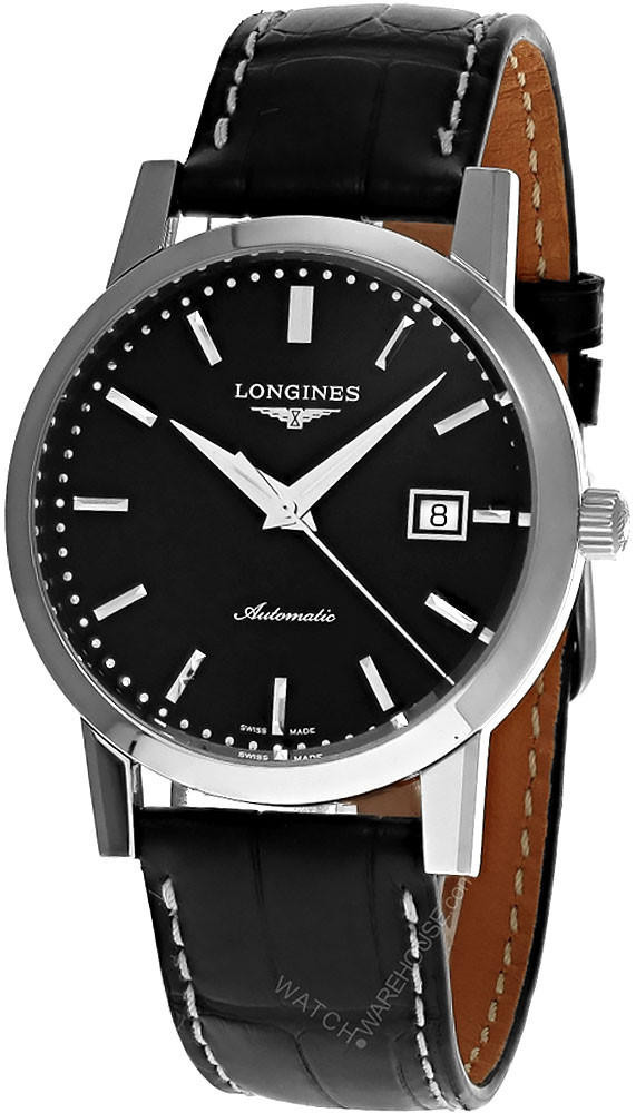 LONGINES Classic Automatic 40MM Black Dial Leather Men's Watch L4