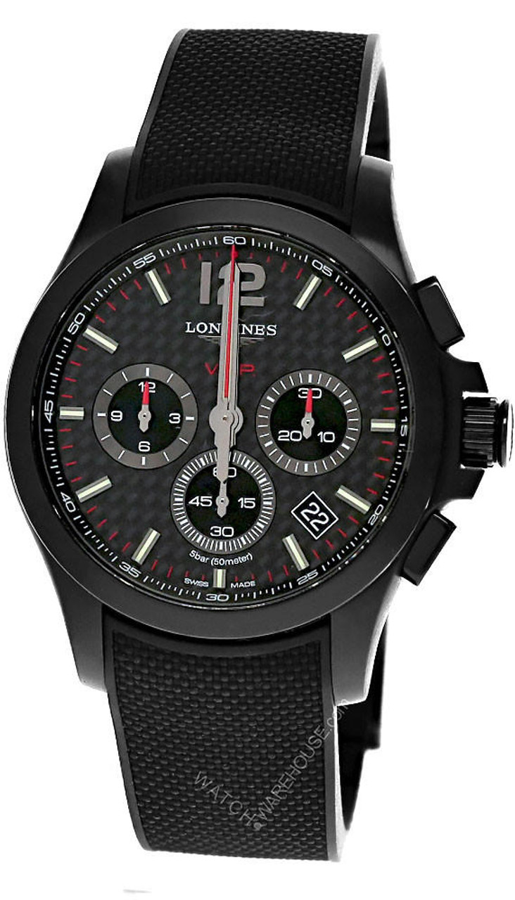 LONGINES Conquest V.H.P 42MM Quartz Carbon Fiber Dial Rubber Men's 