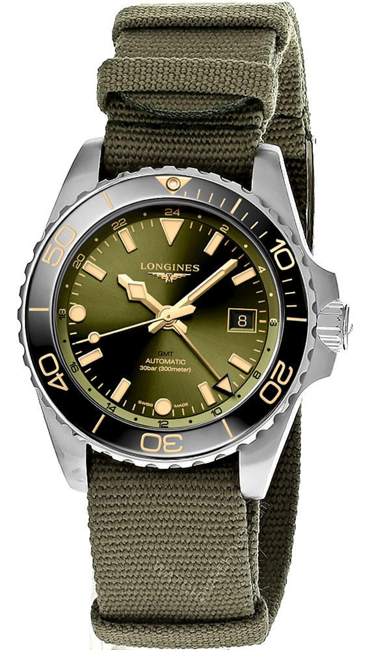 LONGINES HydroConquest GMT 41MM AUTO Green Dial Men's Watch L3.790.4.06.2 / L37904062