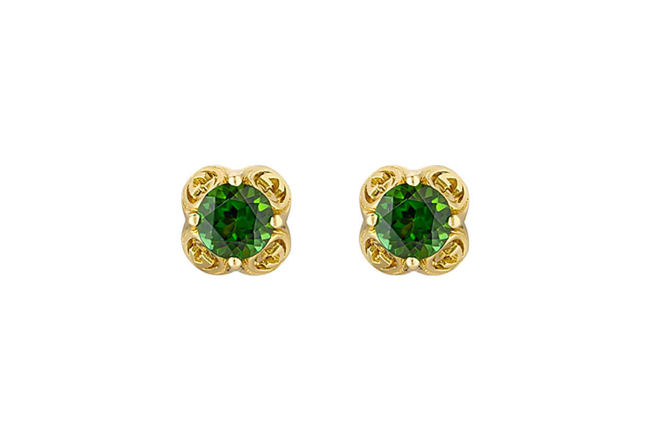 GUCCI 18K Yellow Gold Interlocking G Green Tourmaline Earrings