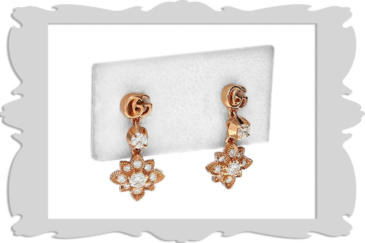 White yellow gold GG 18kt gold earrings | Gucci | MATCHES UK