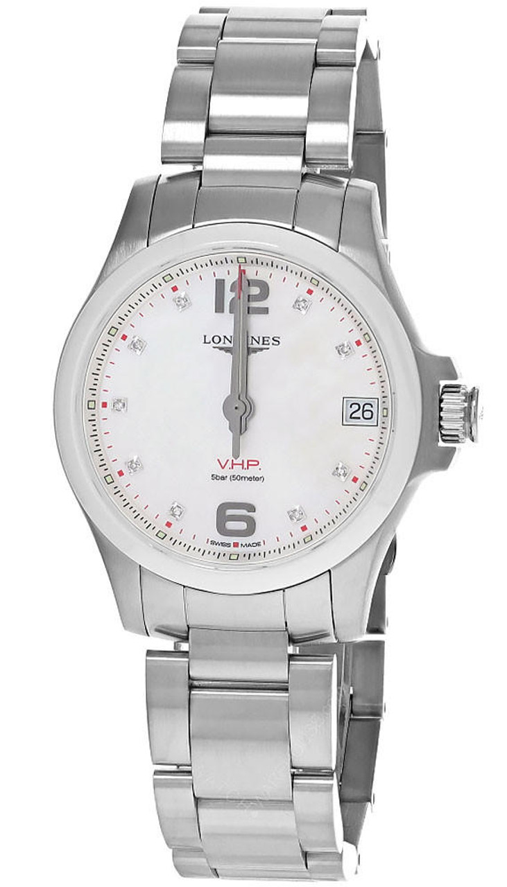 LONGINES Conquest V.H.P. MOP Dial Diamond SS Women's Watch L3.319.4.87.6 / L33194876