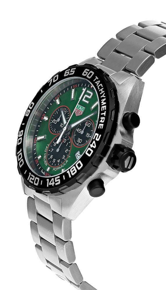 TAG HEUER Formula 43MM CHRONO SS Green Dial Men's Watch CAZ101AP