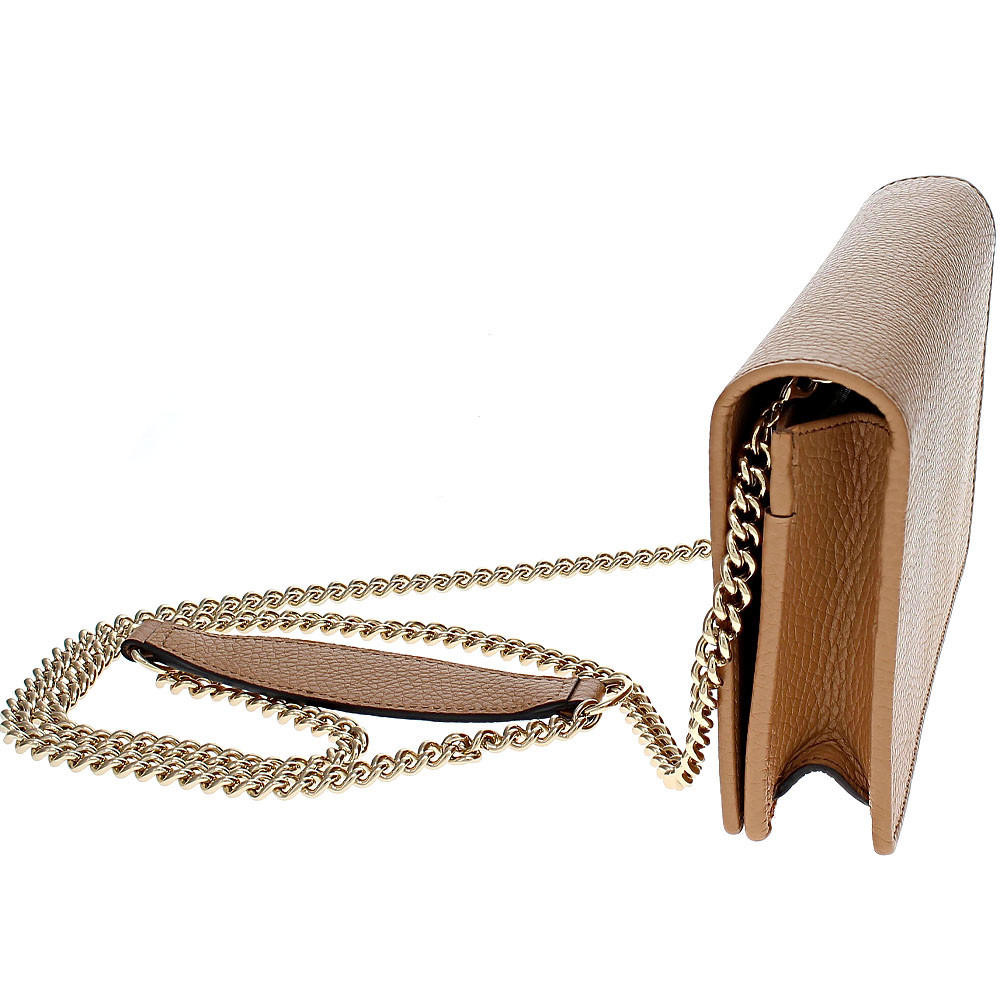GUCCI Wallet On Chain Beige Leather Crossbody Bag 598211 A7M0G