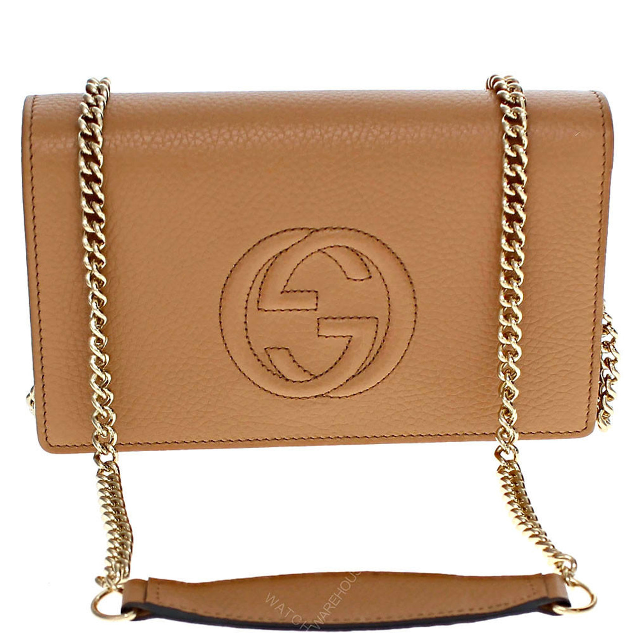 GUCCI Wallet On Chain Beige Leather Crossbody Bag 598211 A7M0G 